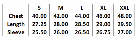 Size Chart for W5-MH: 23