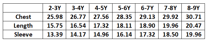 Size Chart for W5-GST: 02