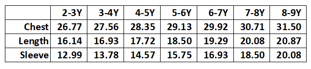 Size Chart for W5-BST: 08